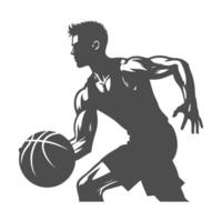 Dynamic basketball player silhouette showcasing jump shots and slam dunks, ideal for sports graphics. vector