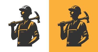 Striking labor man silhouette capturing the essence of hard work and craftsmanship for versatile creative use. vector
