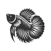Dynamic betta fish silhouette showcasing flowing fins and beauty, perfect for artistic and underwater projects. vector