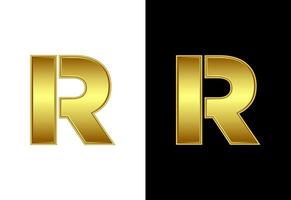 Initial alphabet R in gold color. Graphic alphabet symbol for corporate business identity vector