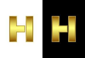 Initial alphabet H in gold color. Graphic alphabet symbol for corporate business identity vector