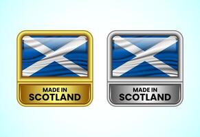 Made in Scotland label icon in gold and silver color. Flag icon set for business vector