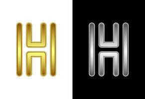 Initial alphabet H in gold and silver color. Graphic alphabet symbol for corporate business identity vector