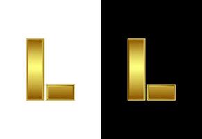 Initial alphabet L in gold color. Graphic alphabet symbol for corporate business identity vector