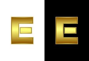 Initial alphabet E in gold color. Graphic alphabet symbol for corporate business identity vector