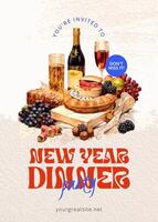 New Year Dinner Party Invitation template