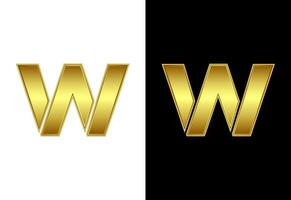 Initial alphabet W in gold color. Graphic alphabet symbol for corporate business identity vector
