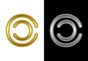 Initial alphabet O in gold and silver color. Graphic alphabet symbol for corporate business identity vector
