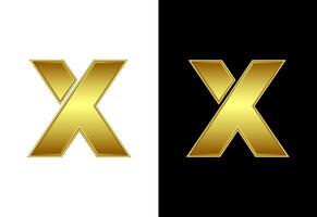 Initial alphabet X in gold color. Graphic alphabet symbol for corporate business identity vector
