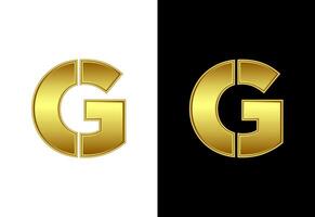 Initial alphabet G in gold color. Graphic alphabet symbol for corporate business identity vector