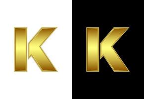 Initial alphabet K in gold color. Graphic alphabet symbol for corporate business identity vector