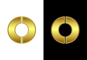 Initial alphabet O in gold color. Graphic alphabet symbol for corporate business identity vector