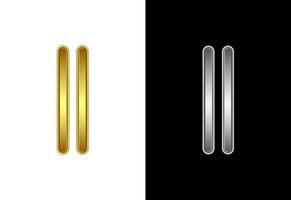 Initial alphabet I in gold and silver color. Graphic alphabet symbol for corporate business identity vector