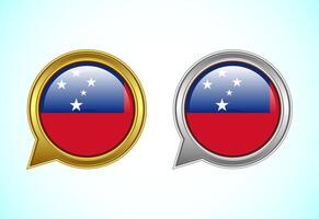 Samoa flag speech bubble. Speaking flag icon in gold and silver color vector