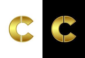 Initial alphabet C in gold color. Graphic alphabet symbol for corporate business identity vector
