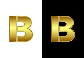 Initial alphabet B in gold color. Graphic alphabet symbol for corporate business identity vector