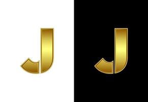 Initial alphabet J in gold color. Graphic alphabet symbol for corporate business identity vector