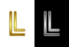 Initial alphabet L in gold and silver color. Graphic alphabet symbol for corporate business identity vector