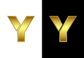 Initial alphabet Y in gold color. Graphic alphabet symbol for corporate business identity vector