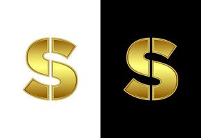 Initial alphabet S in gold color. Graphic alphabet symbol for corporate business identity vector