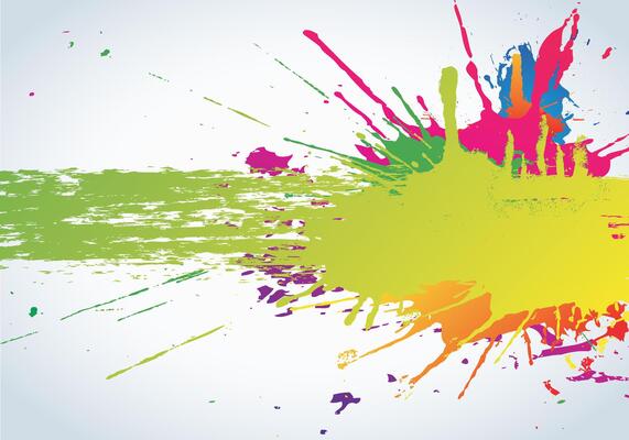 Vibrant Color Splashes on White Background