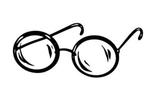 Glasses Illustration in line art style. Hand-drawn eyewear design using black ink for optical product branding or logos. Monochrome etching for a modern and stylish vision icon. vector