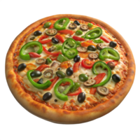 Pizza with olives, peppers and mushrooms png