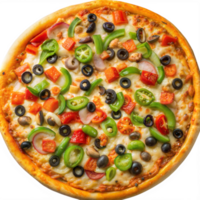 A pizza with many different toppings png