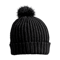A black beanie isolated on transparent background, black wool cap, black knitted cap png
