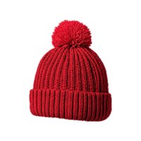 A red beanie isolated on transparent background, red wool cap png