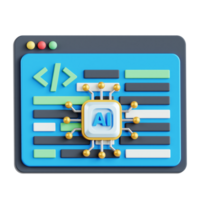 AI Programming 3D Icon Illustration png
