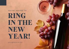 Peach Grey New Year Dinner Invitation template