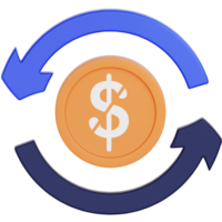 Refund 3d icon. Payment icon 3d rendering png