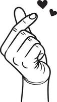 Kawaii Chibi style hand making finger heart gesture. vector