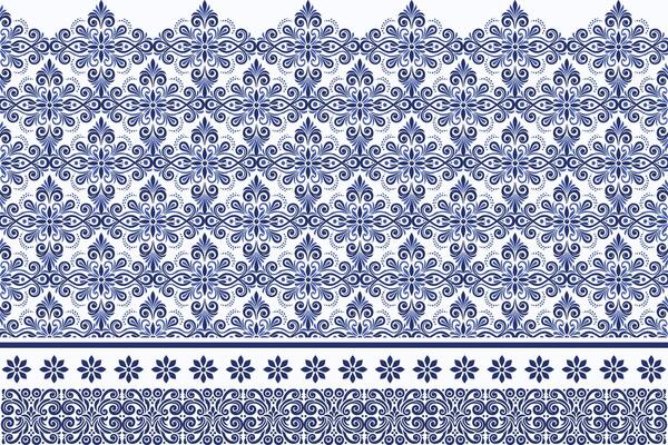 blue seamless floral border pattern vintage arabesque design elegant flower print textile wallpaper bohemian fabric ornamental summer wedding invitation ethnic pattern design