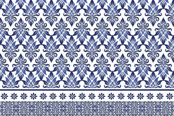 blue seamless floral border pattern vintage arabesque design elegant flower print textile bohemian fabric wallpaper summer wedding invitation ethnic ornamental design pattern