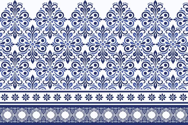 blue seamless floral border pattern vintage arabesque design elegant textile print flower blossom bohemian wedding wallpaper fabric ornamental summer print ethnic design
