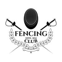 Fencing club label template. Fecting club icon. Fecting sport. fencing swords. design element. vector