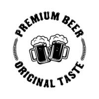 Best Beer. Vintage craft beer retro design element, two beer mugs isolated on white background. vector