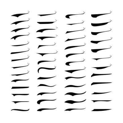BIG Set of calligraphic elements for decor inscriptions in retro style. Splashes for retro style inscriptions. illustration.
