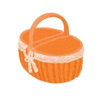 Colorful Cartoon Illustration of a Picnic Basket Isolated on White Background vector