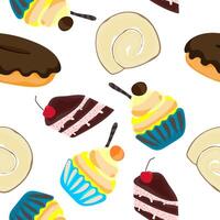 Bakery hand drawn seamless pattern on white background vector
