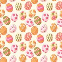 Happy Easter seamless pattern with hand painted eggs vector