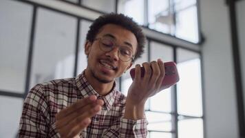 Man Recording a Voice Message on Smartphone video