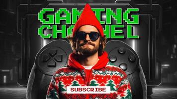 Gaming Channel Youtube Banner with Christmas Theme template