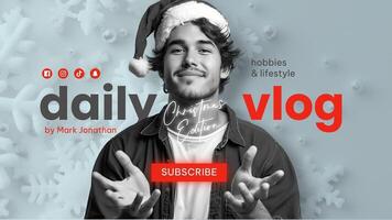 Grey Christmas Daily Vlog Youtube Banner template