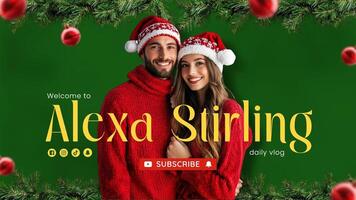 Green Christmas Daily Vlog Youtube Banner template