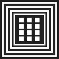 Geometric Black-and-White Pattern with Symmetrical Squares and Grids vector