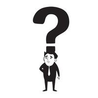 Silhouette of a Confused Man with Question Mark on White Background vector
