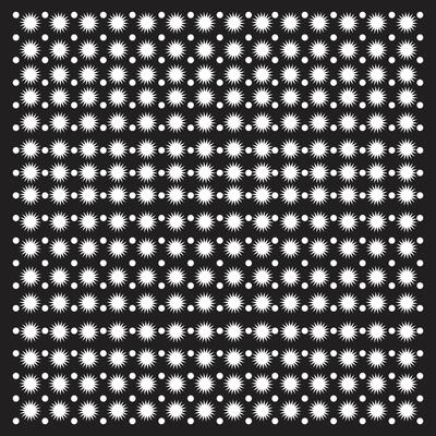 Black and White Star Grid Pattern with Unique Star Shapes